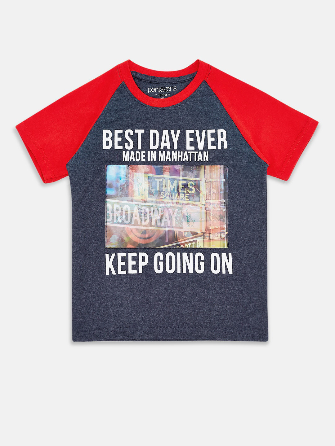 

Pantaloons Junior Boys Navy Blue Printed Applique T-shirt