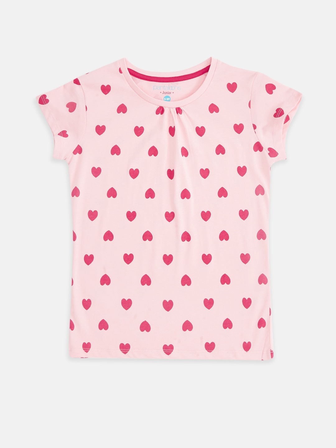 

Pantaloons Junior Girls Pink Conversational Printed Pure Cotton T-shirt