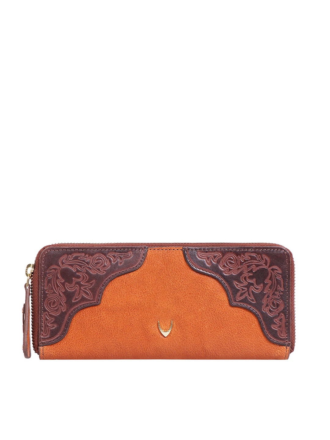 

Hidesign Women Orange & Brown Textured Purse Clutch