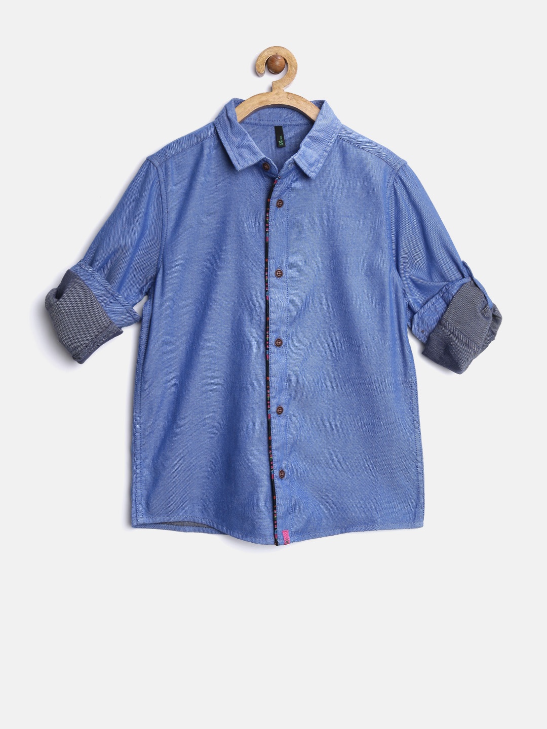 

United Colors of Benetton Boys Blue Solid Shirt