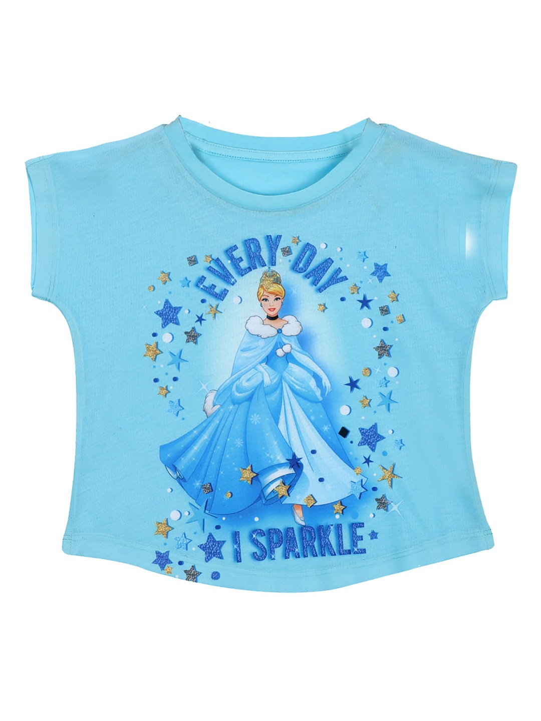 

Disney by Wear Your Mind Girls Blue Disney Princess Printed T-shirt