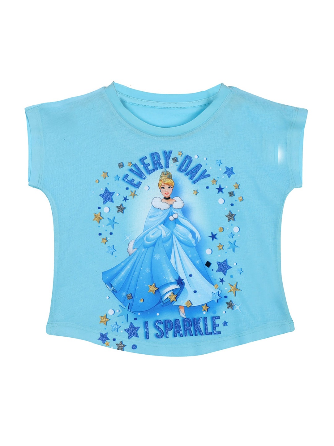 

Disney by Wear Your Mind Girls Blue Princess Printed T-shirt