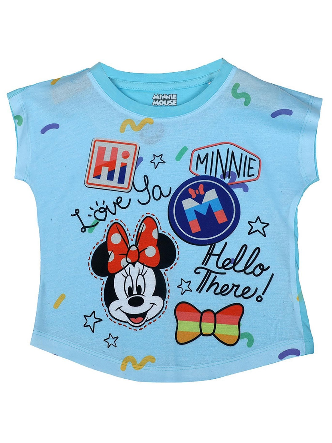 

Disney by Wear Your Mind Girls Blue Minnie Mouse Printed T-shirt