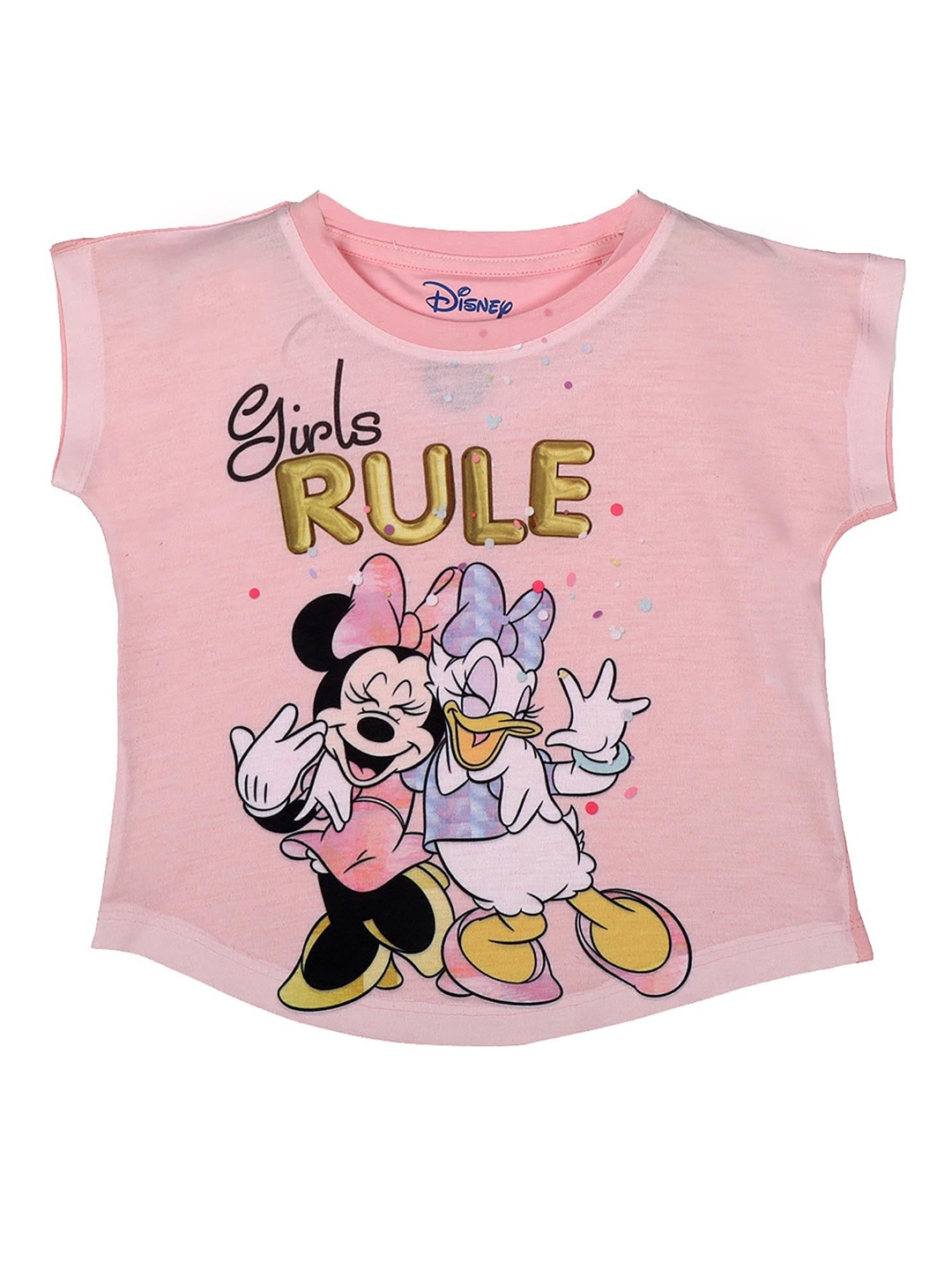 

Disney by Wear Your Mind Girls Pink Minnie Mouse & Donald Duck Printed T-shirt