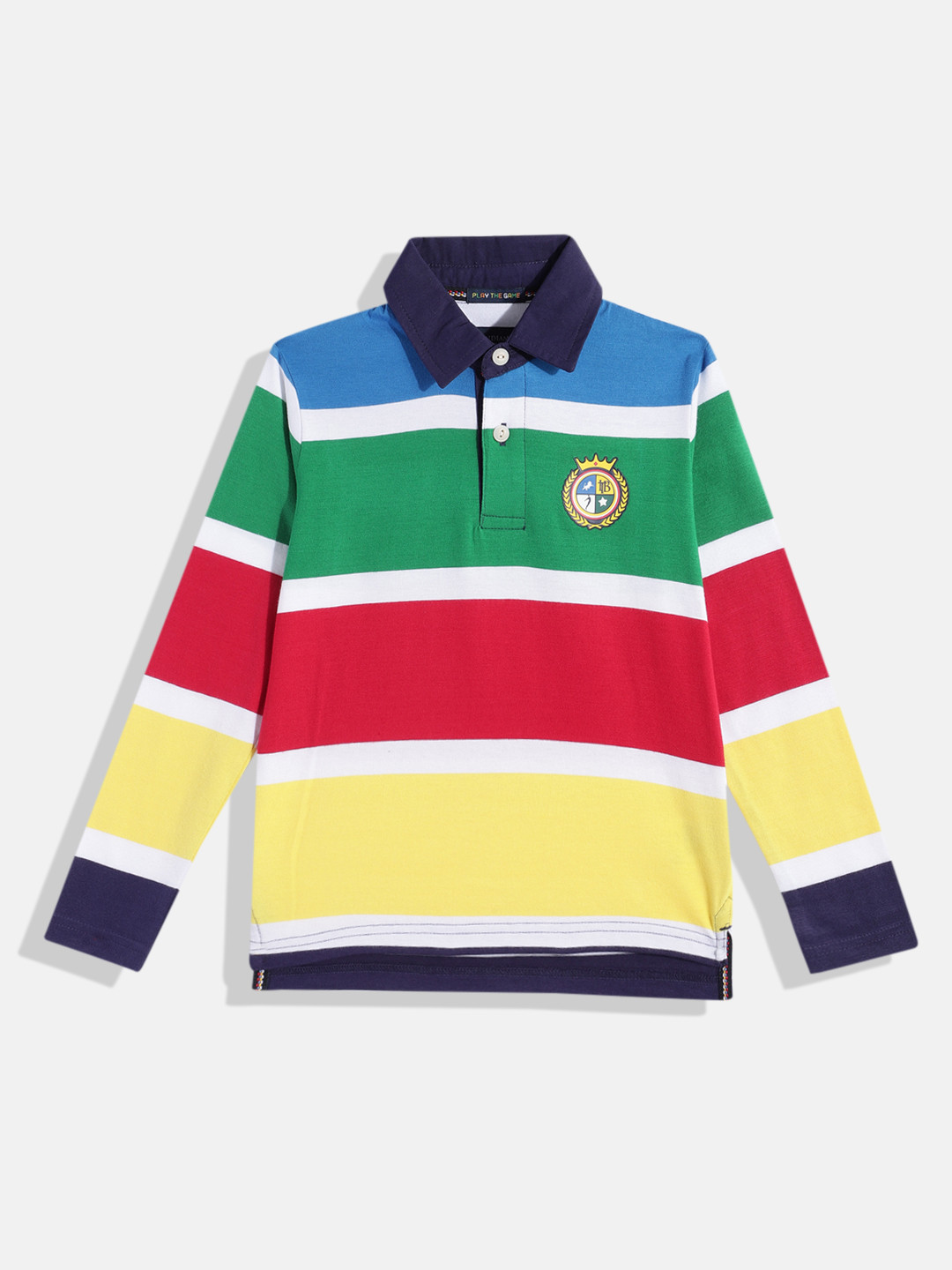 

Indian Terrain Boys Colourblocked Polo Collar Pure Cotton T-shirt, Yellow