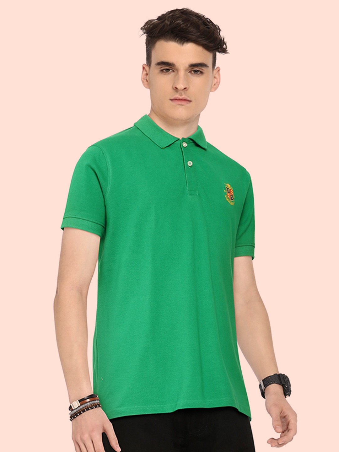 

Indian Terrain Boys Green Polo Collar Cotton Pure Cotton T-shirt