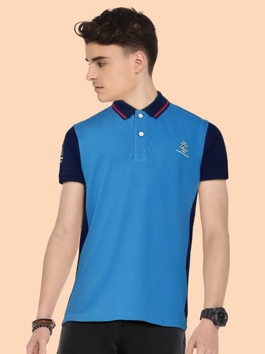 

Indian Terrain Boys Blue Polo Collar Cotton Pure Cotton T-shirt