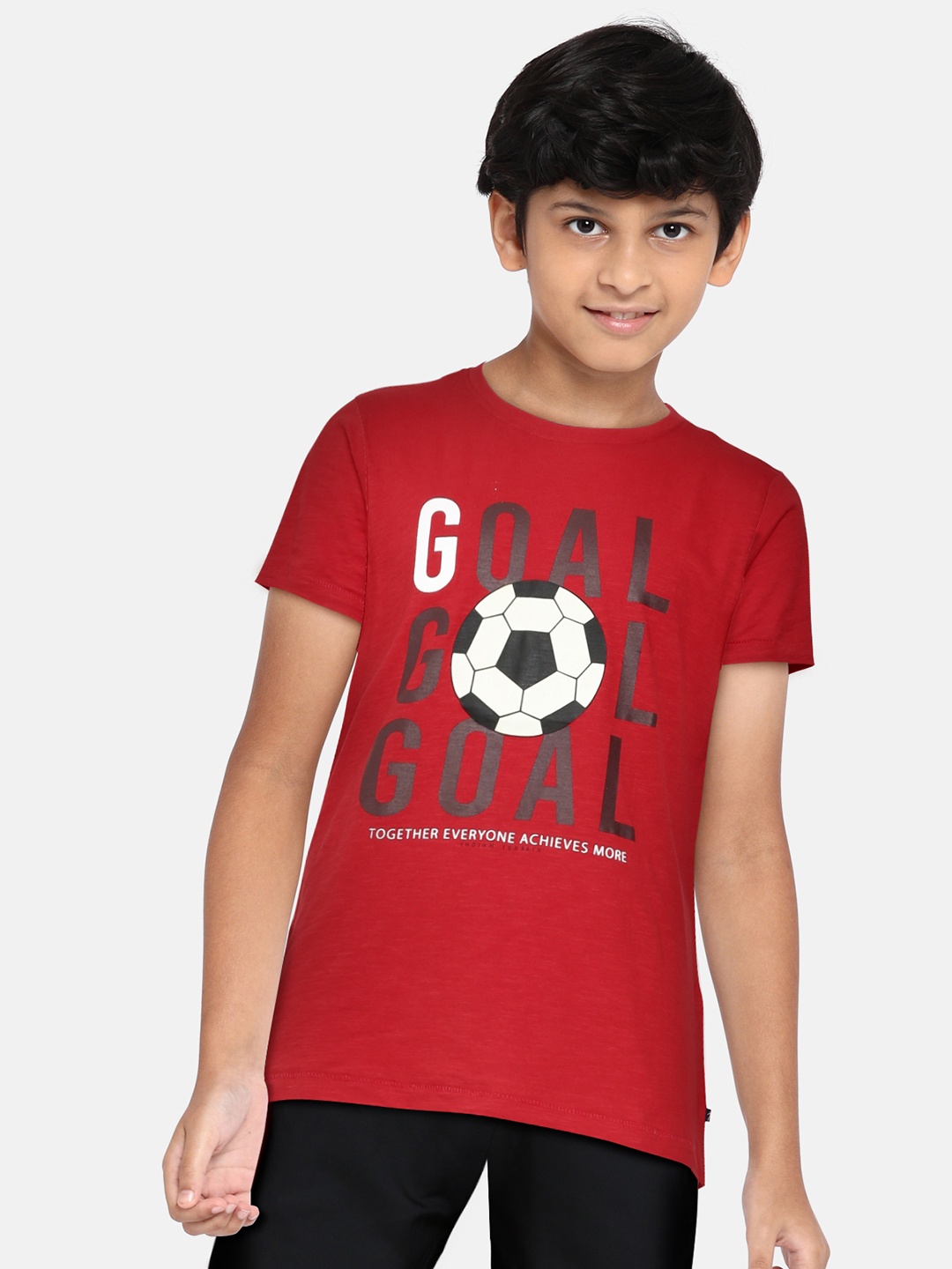 

Indian Terrain Boys Red Cotton Printed Pure Cotton T-shirt