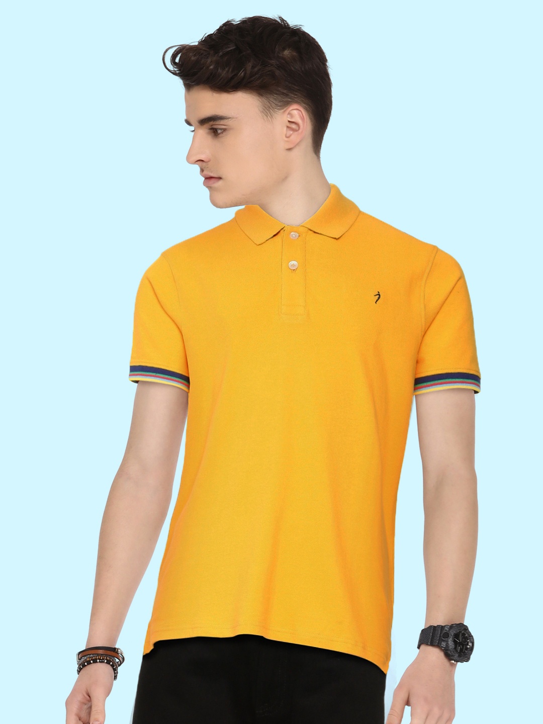 

Indian Terrain Boys Mustard Yellow Polo Collar Cotton Pure Cotton T-shirt