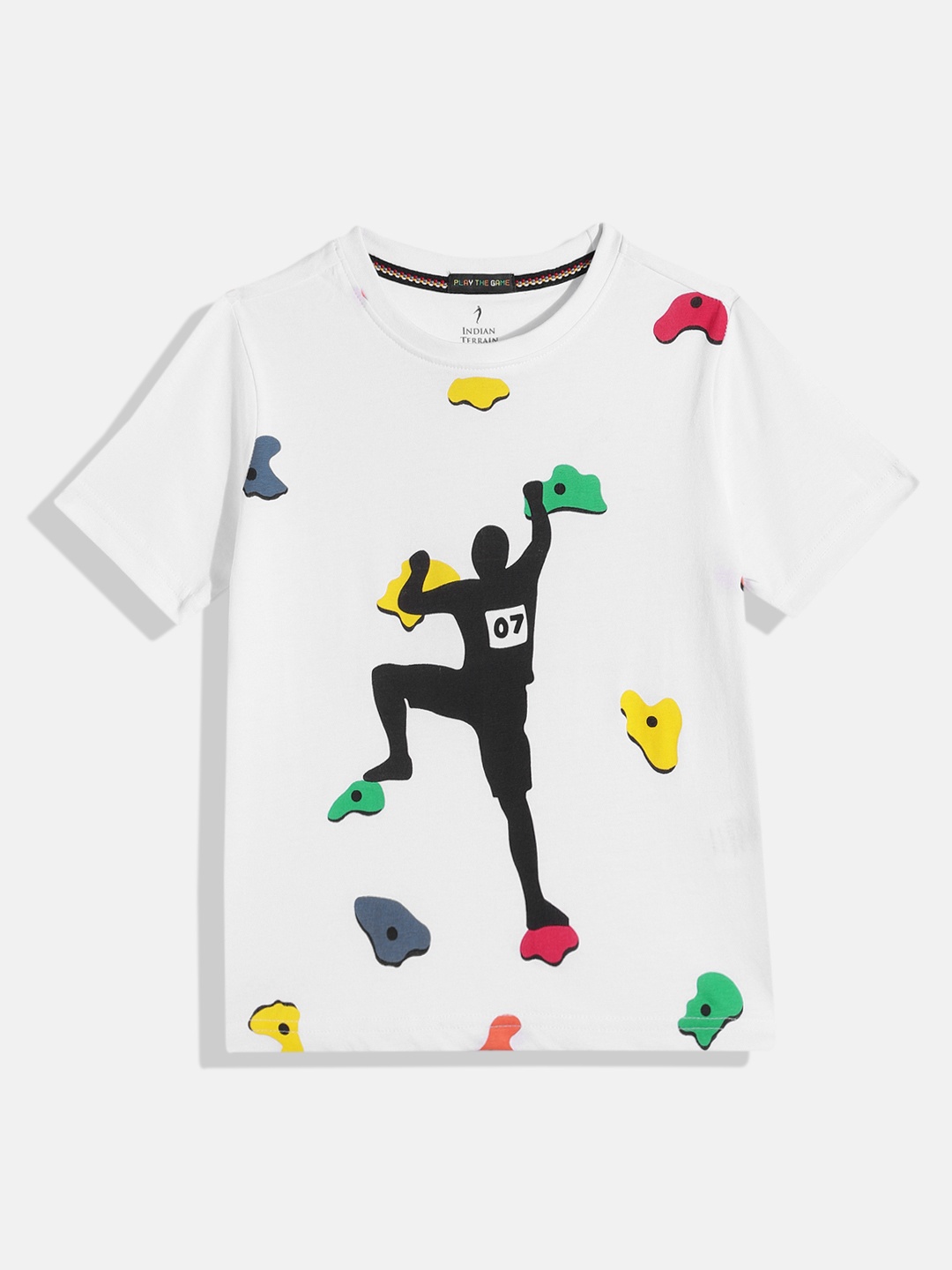 

Indian Terrain Boys Graphic Printed Pure Cotton T-shirt, White