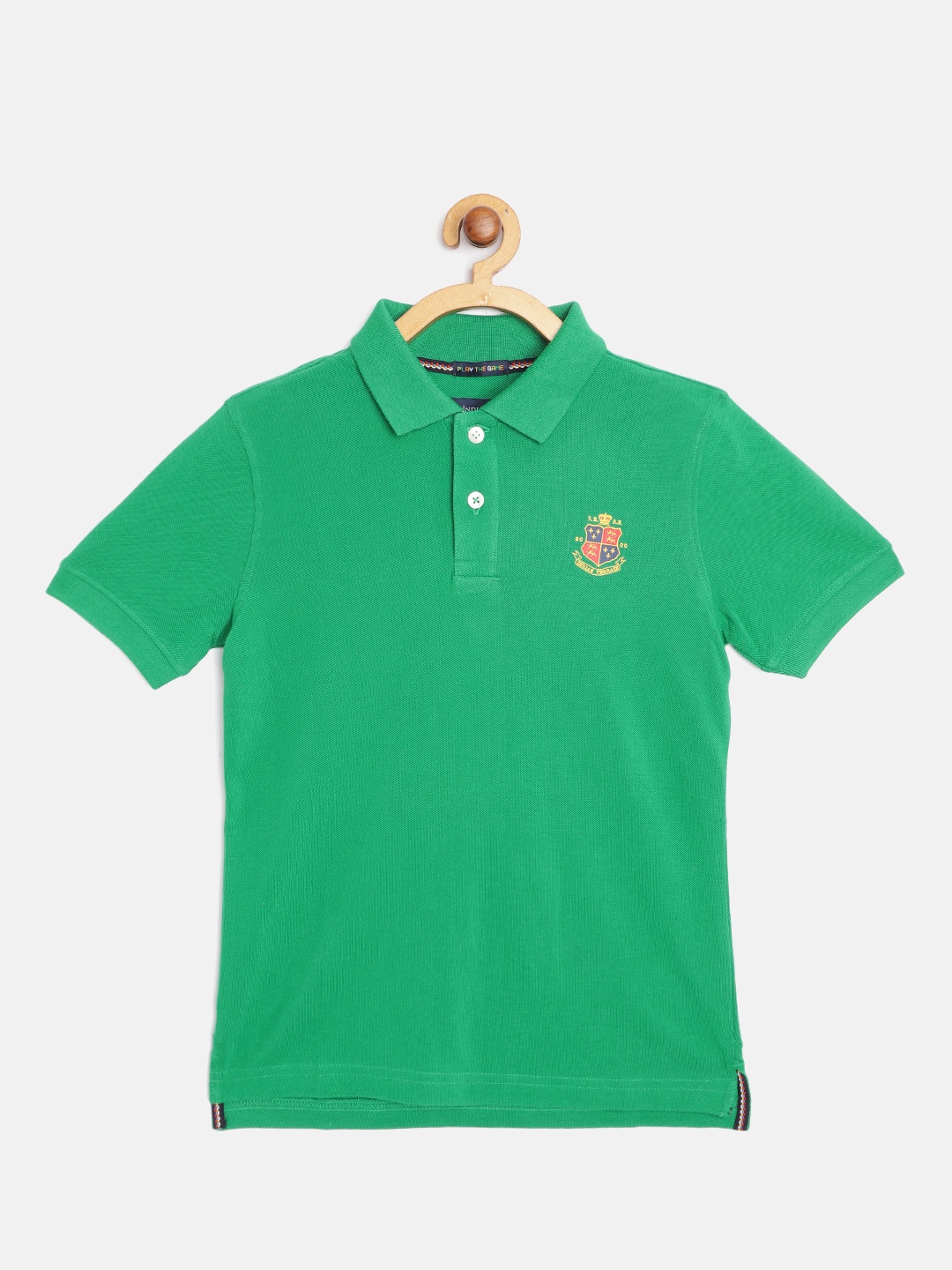 

Indian Terrain Boys Green Cotton Polo Collar Pure Cotton T-shirt