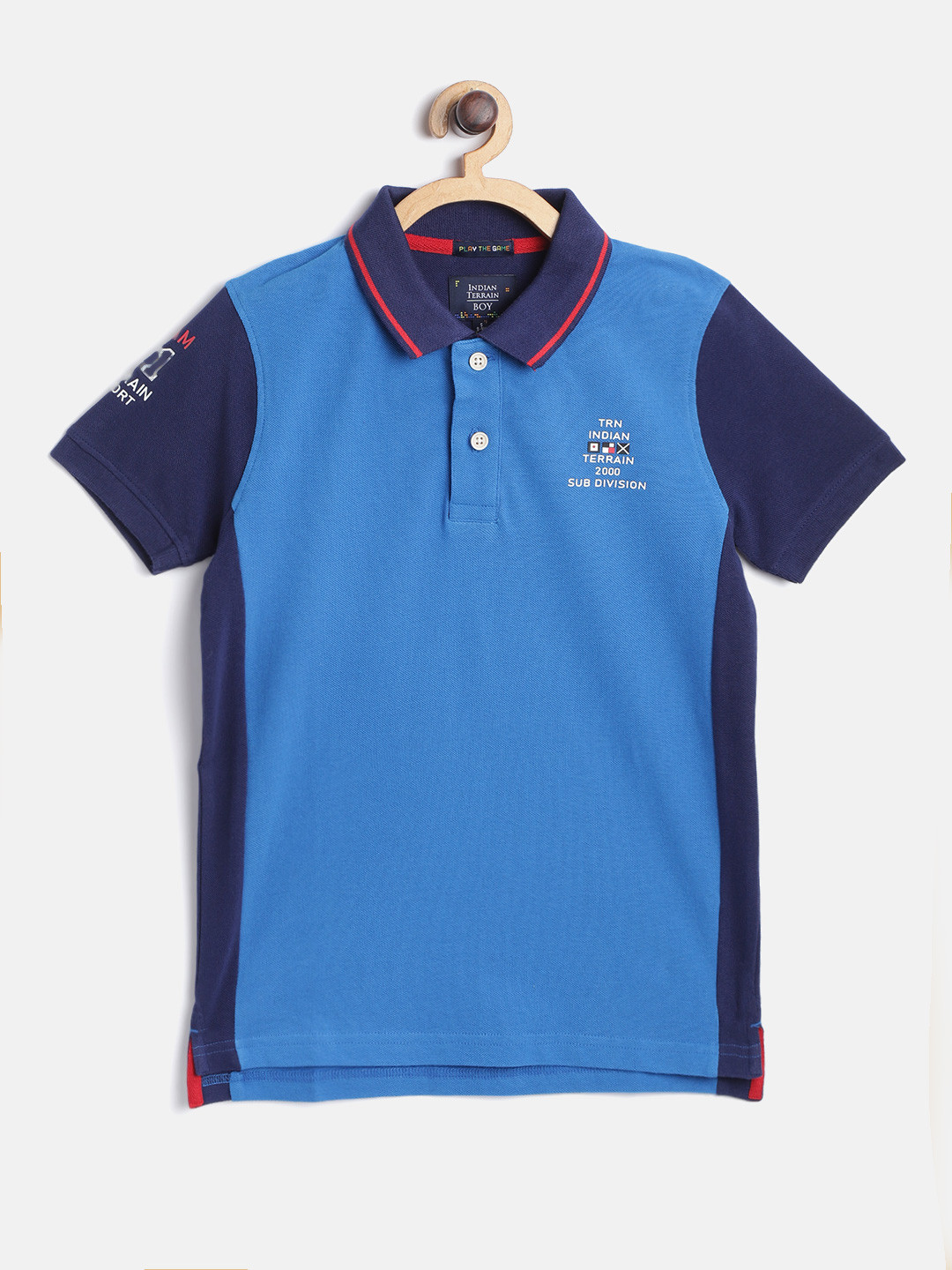 

Indian Terrain Boys Blue Cotton Polo Collar Pure Cotton T-shirt