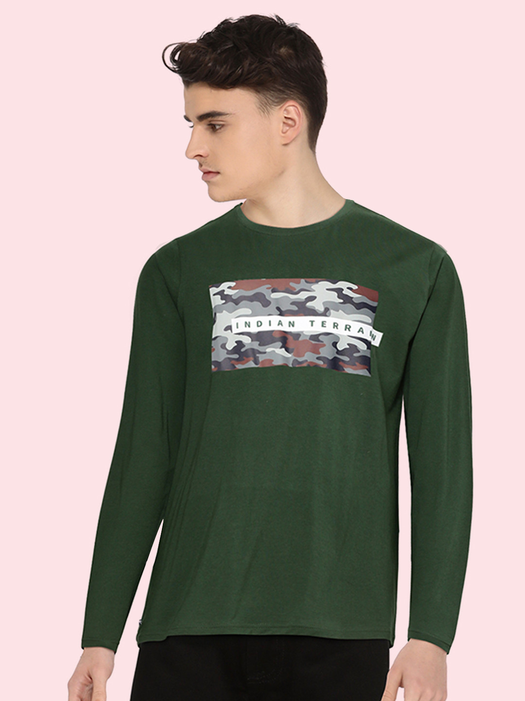 

Indian Terrain Boys Green Printed Pure Cotton T-shirt