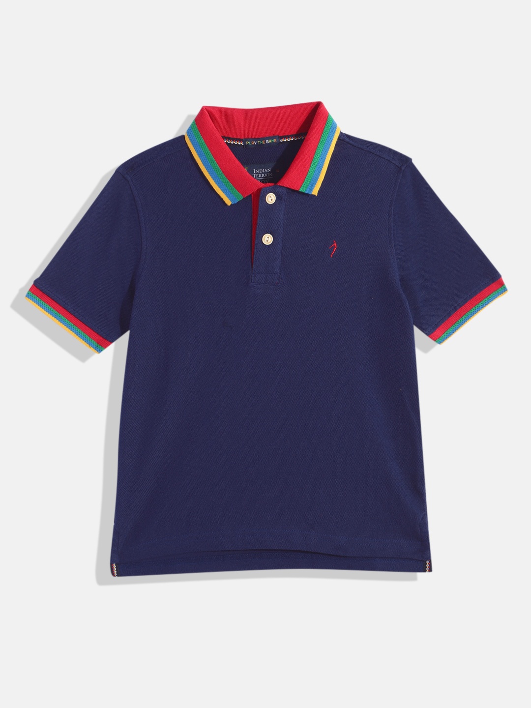 

Indian Terrain Boys Polo Collar Pure Cotton T-shirt, Navy blue