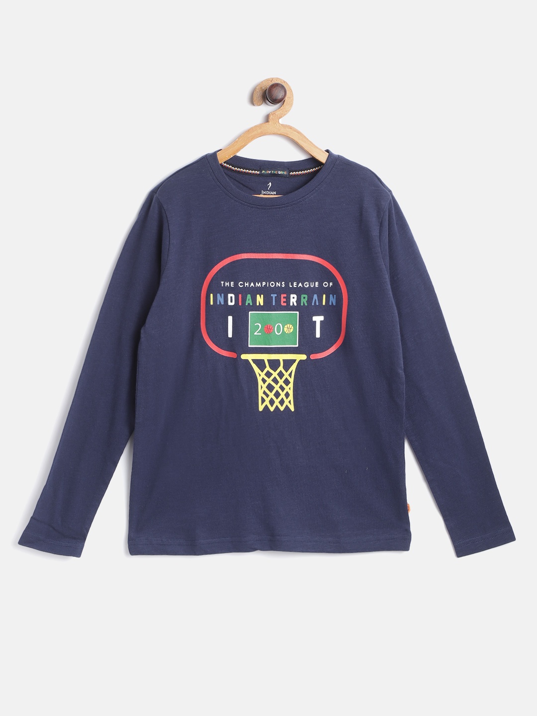 

Indian Terrain Boys Navy Blue Printed Cotton Pure Cotton T-shirt