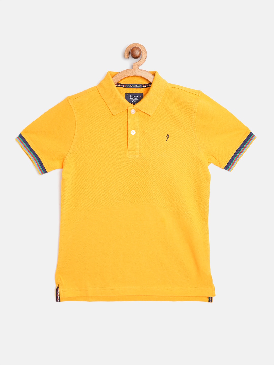 

Indian Terrain Boys Yellow Cotton Polo Collar Pure Cotton T-shirt