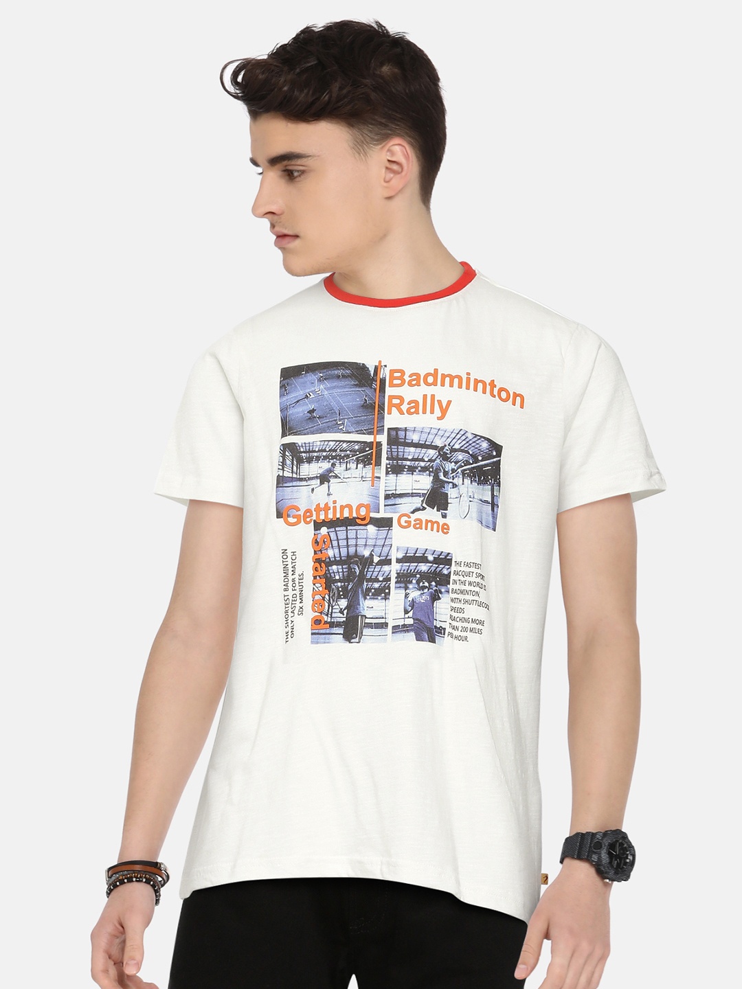 

Indian Terrain Boys Off White Blue Pure Cotton Graphic Printed Pure Cotton T-shirt