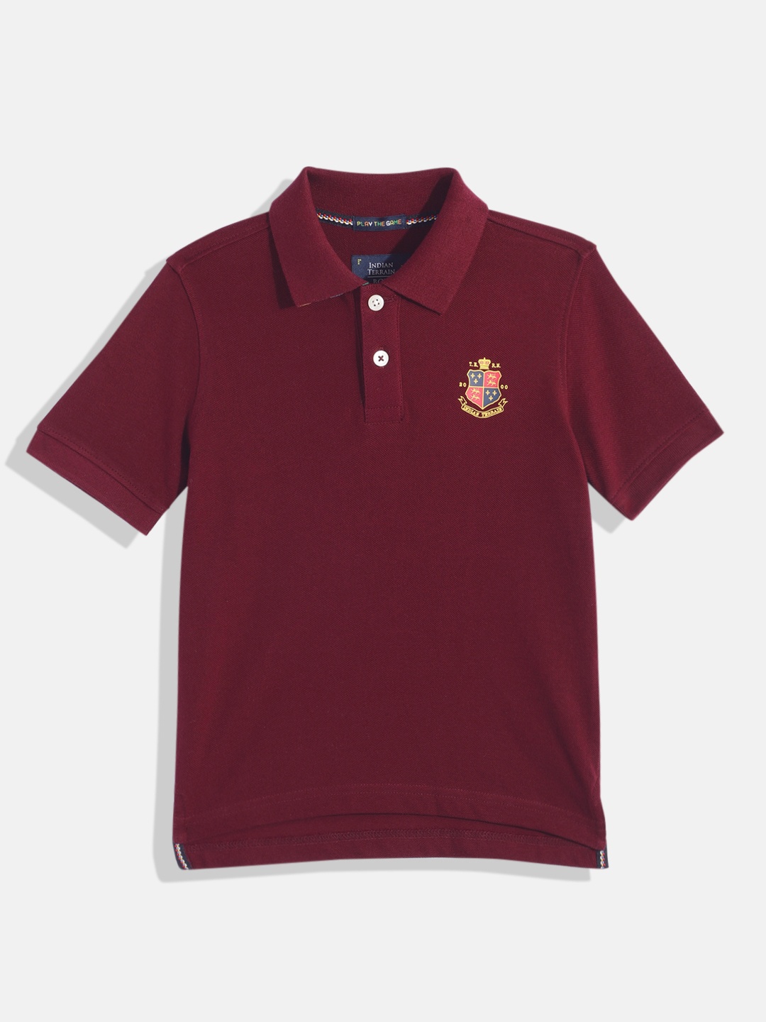 

Indian Terrain Boys Polo Collar Pure Cotton T-shirt, Burgundy