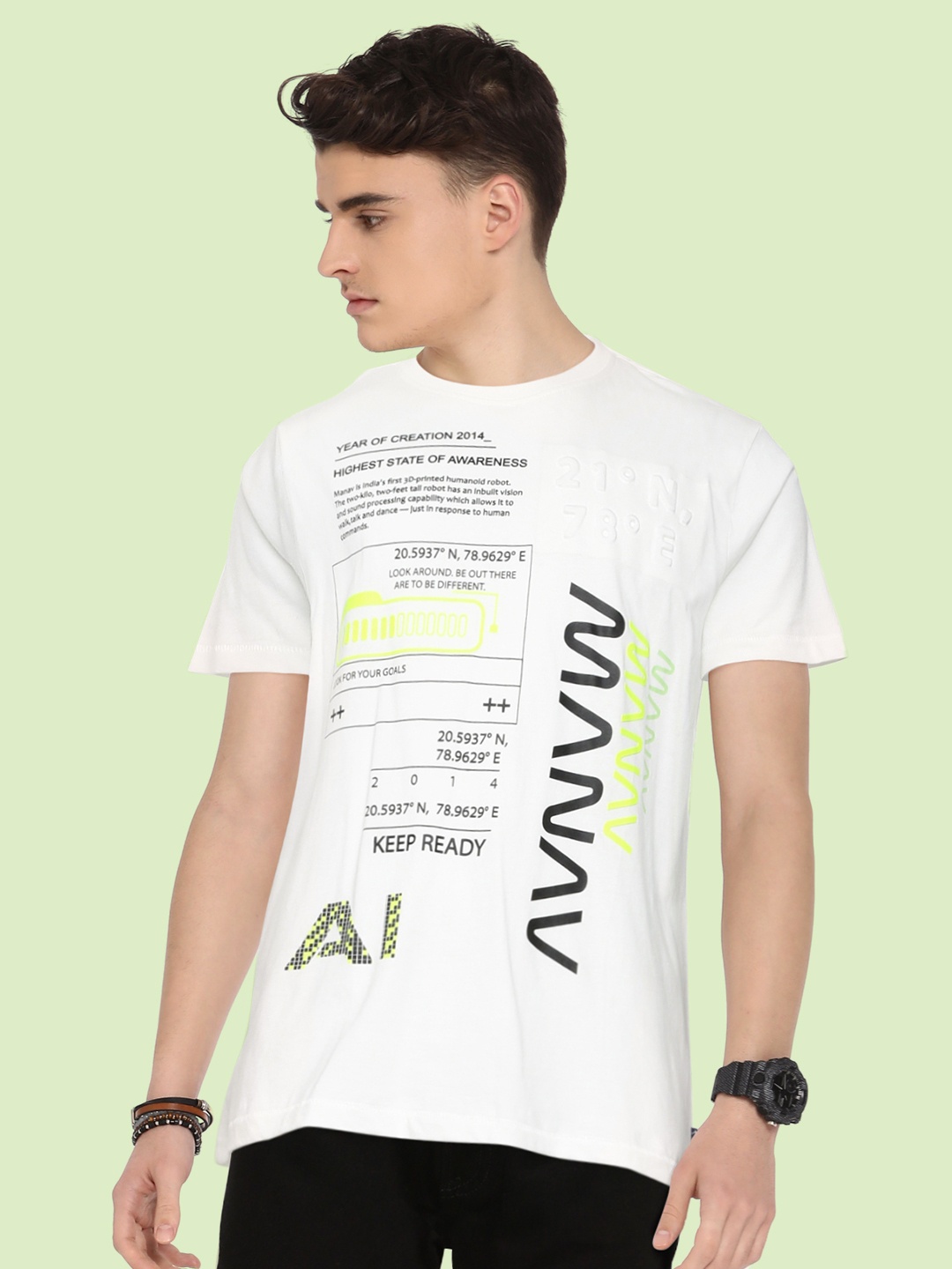 

Indian Terrain Boys White Black Pure Cotton Typography Printed Pure Cotton T-shirt