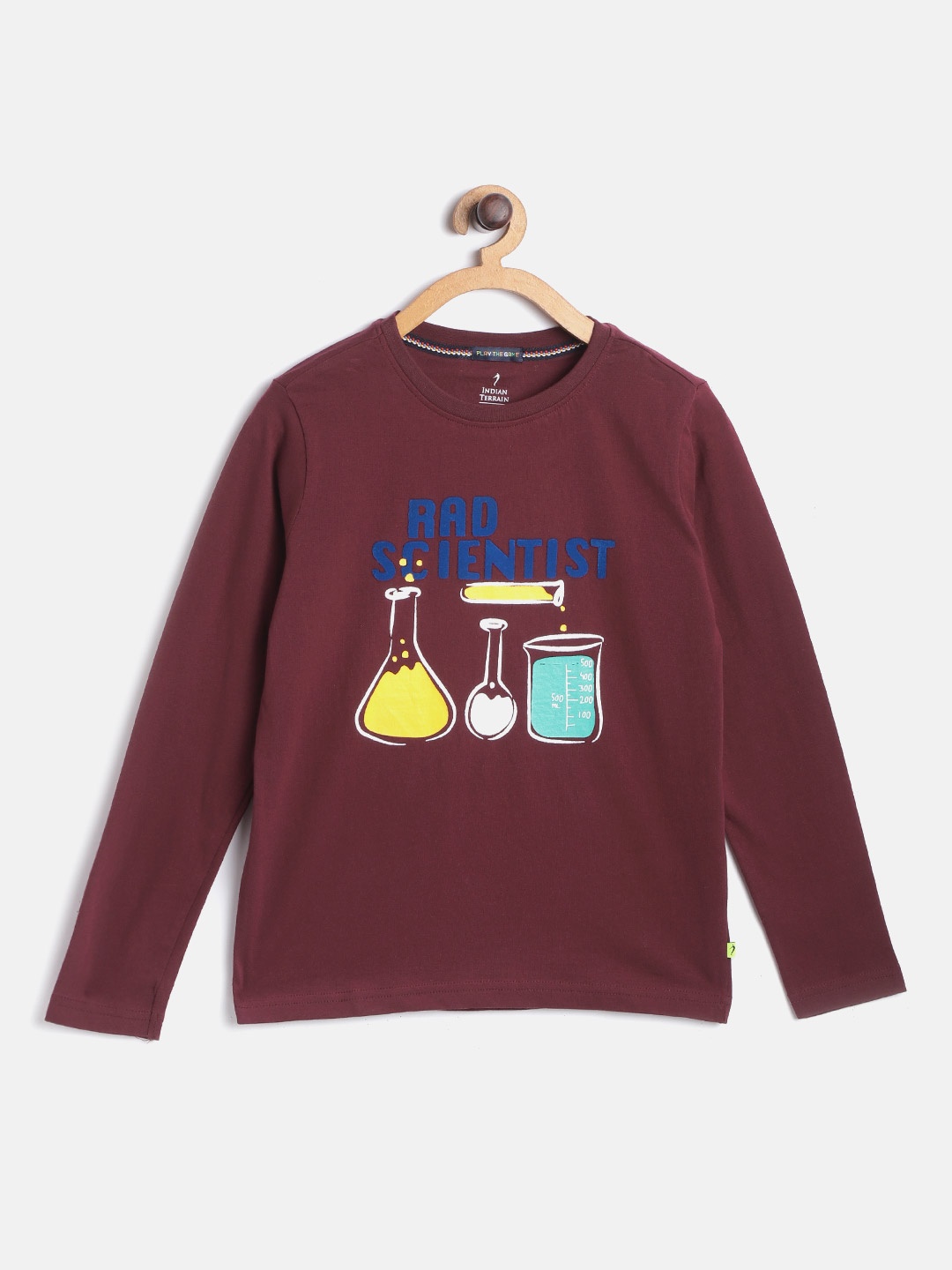 

Indian Terrain Boys Burgundy Cotton Printed Pure Cotton T-shirt