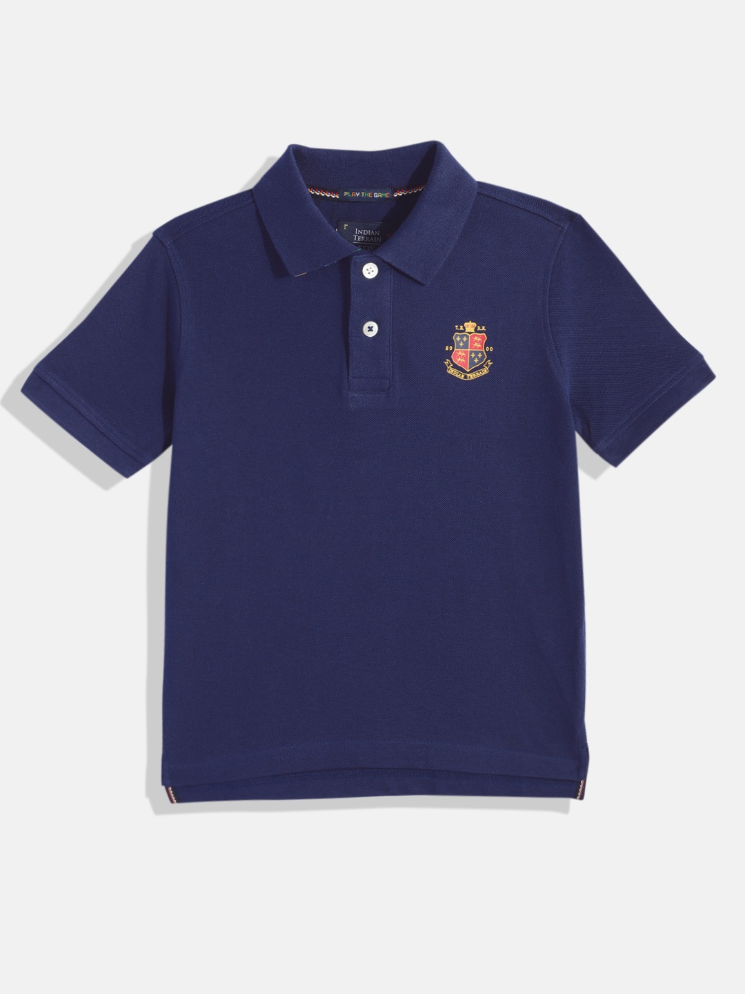 

Indian Terrain Boys Polo Collar Pure Cotton T-shirt, Navy blue