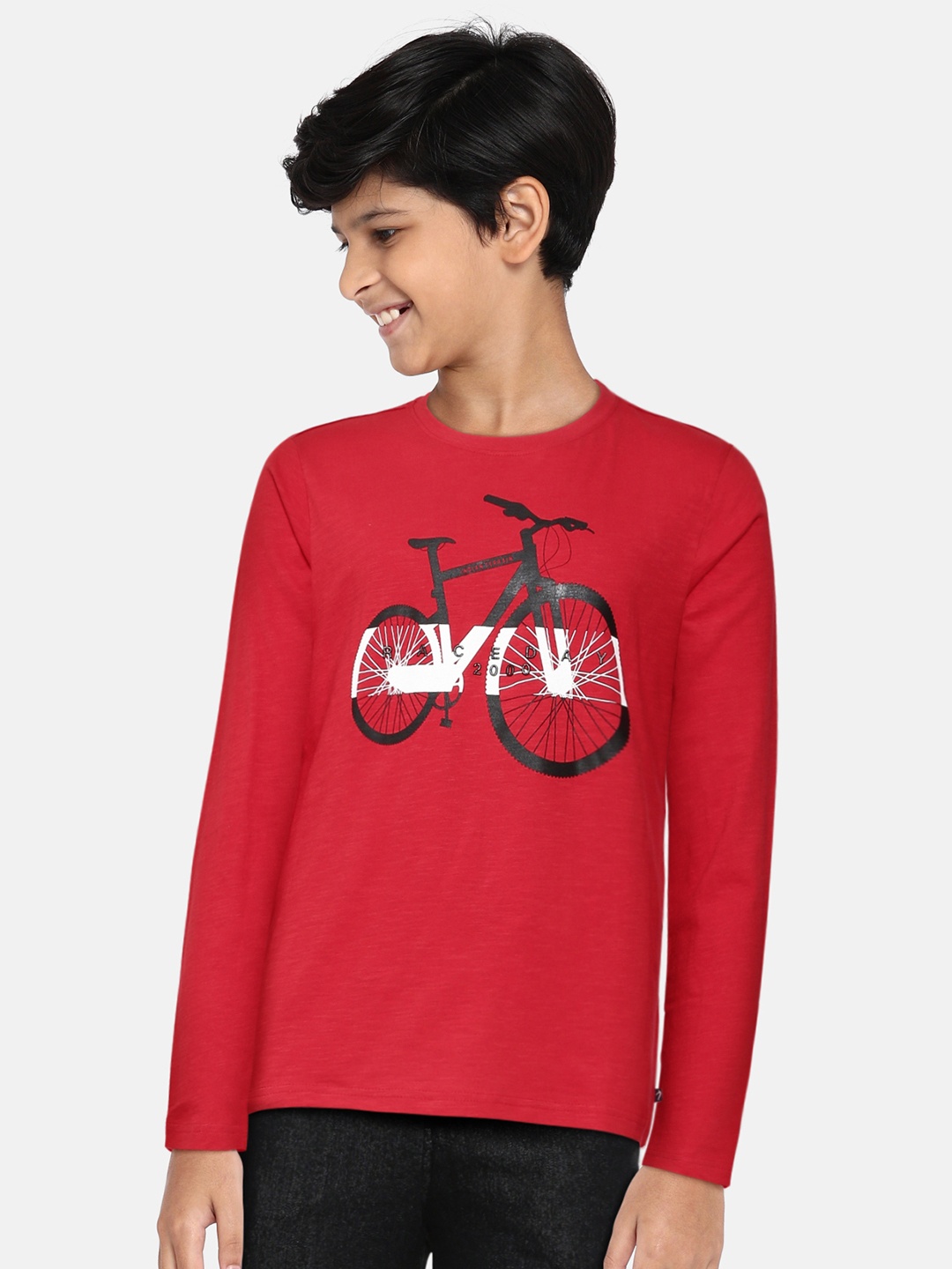

Indian Terrain Boys Red Printed Pure Cotton T-shirt