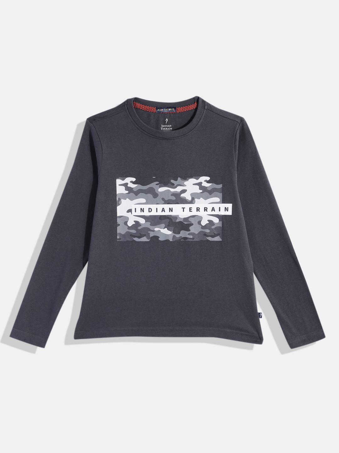 

Indian Terrain Boys Printed Pure Cotton T-shirt, Charcoal