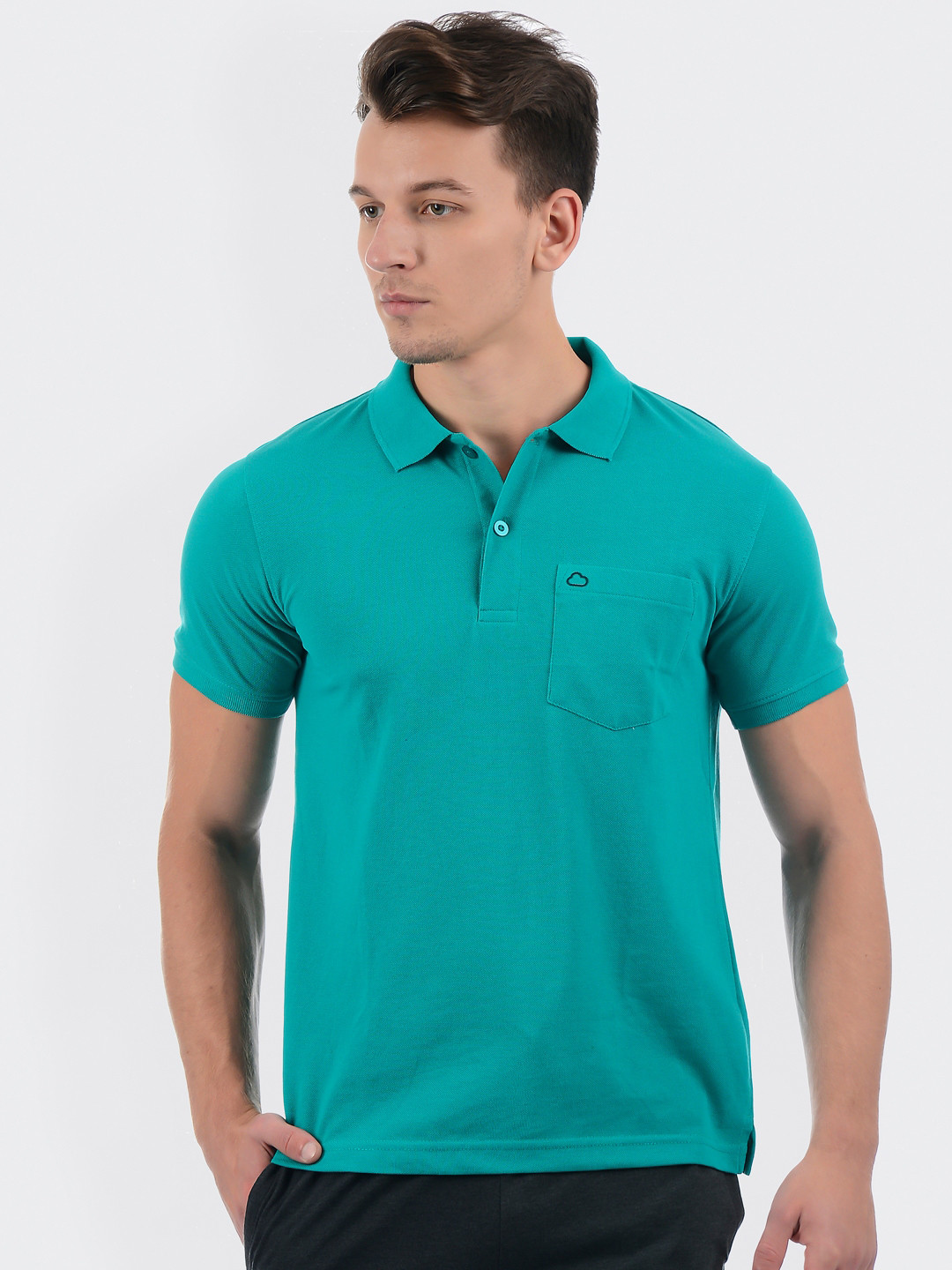 

Sweet Dreams Men Green Polo Collar Pockets T-shirt