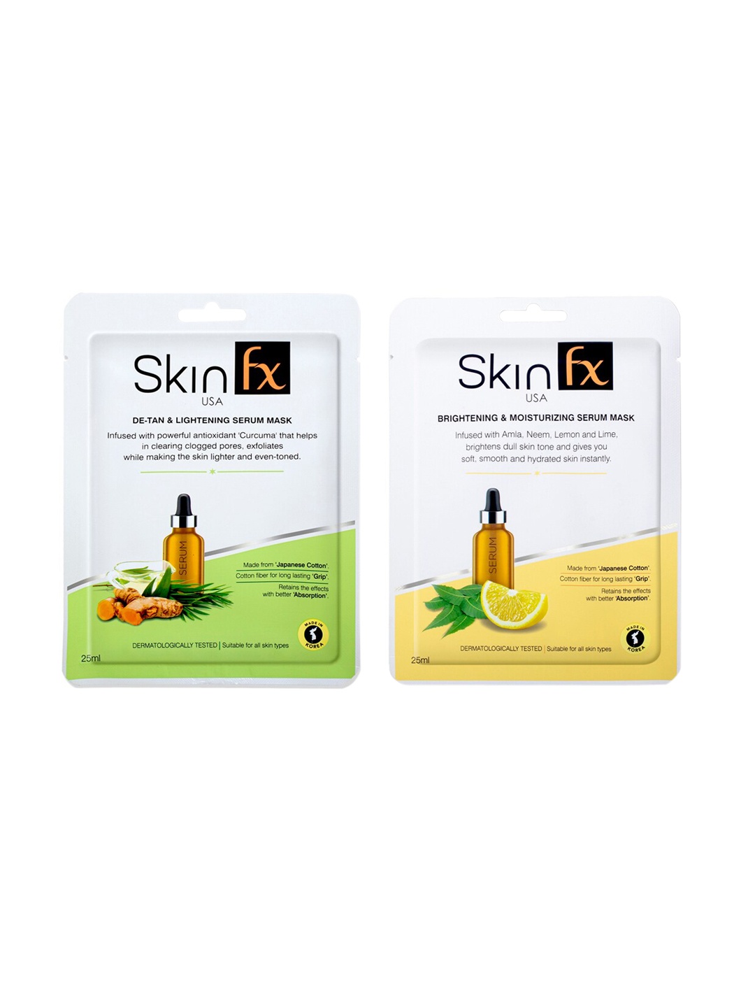 

Skin Fx Unisex Pack of 2 De-tan, Lightening, Brightening & Moisturizing Facial Serum Mask, Multi