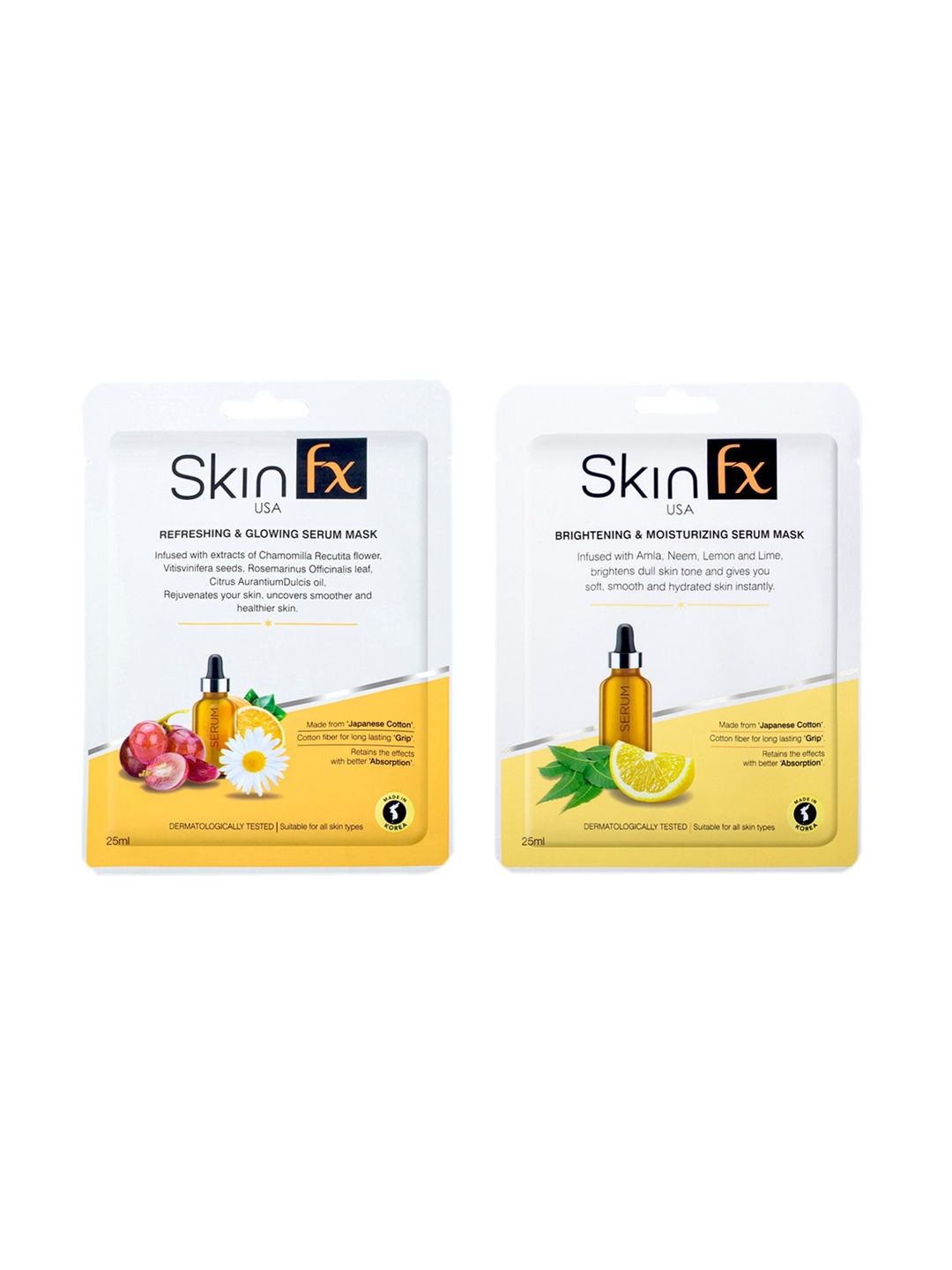 

Skin Fx Set f 2 Unisex Brightening, Moisturising, Refreshing & Glowing Facial Serum Mask, Na