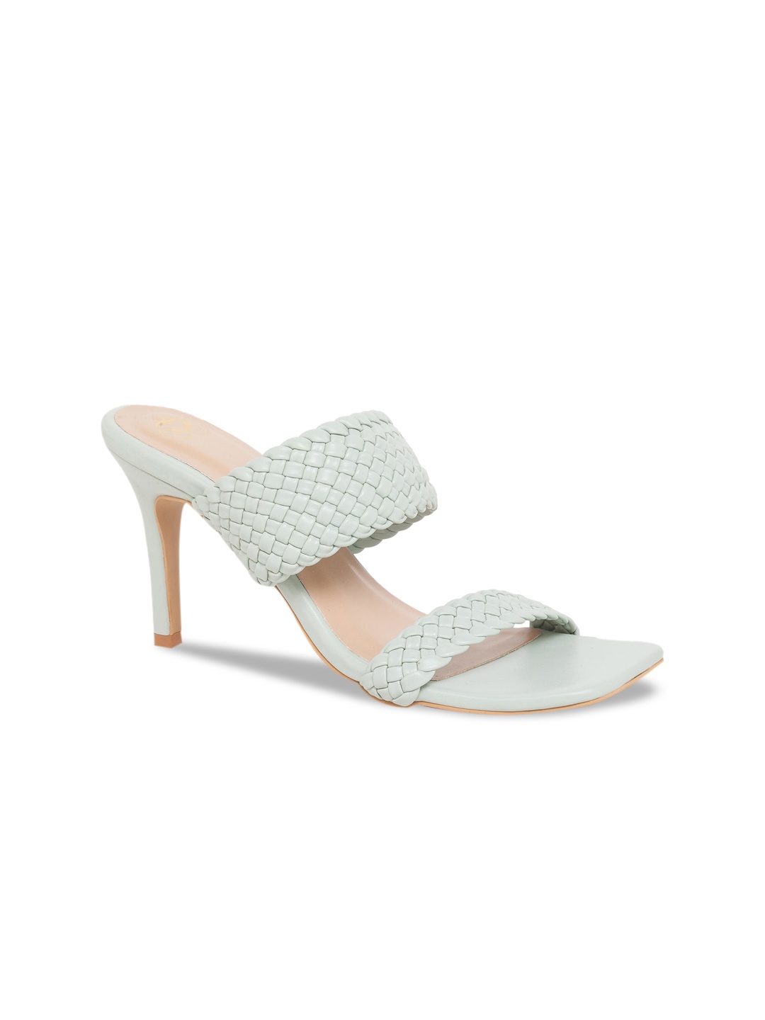 

Sole To Soul Green Woven Design Stiletto Sandals
