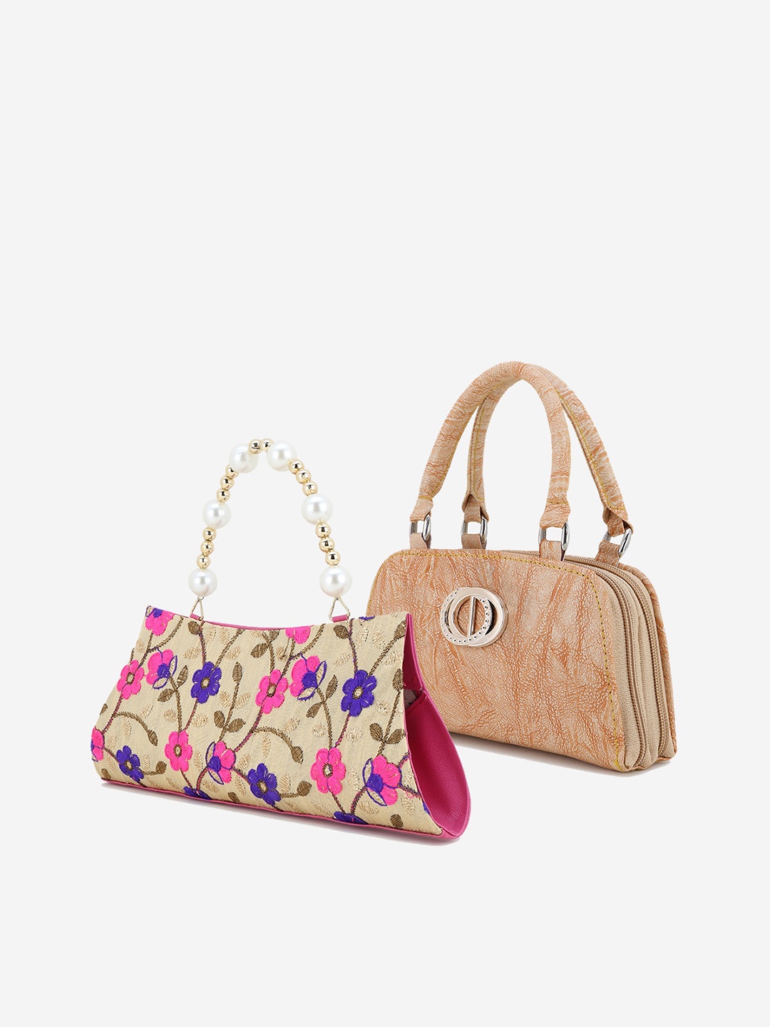 

Element Cart Set of 2 Beige & Fuchsia Purse Clutches