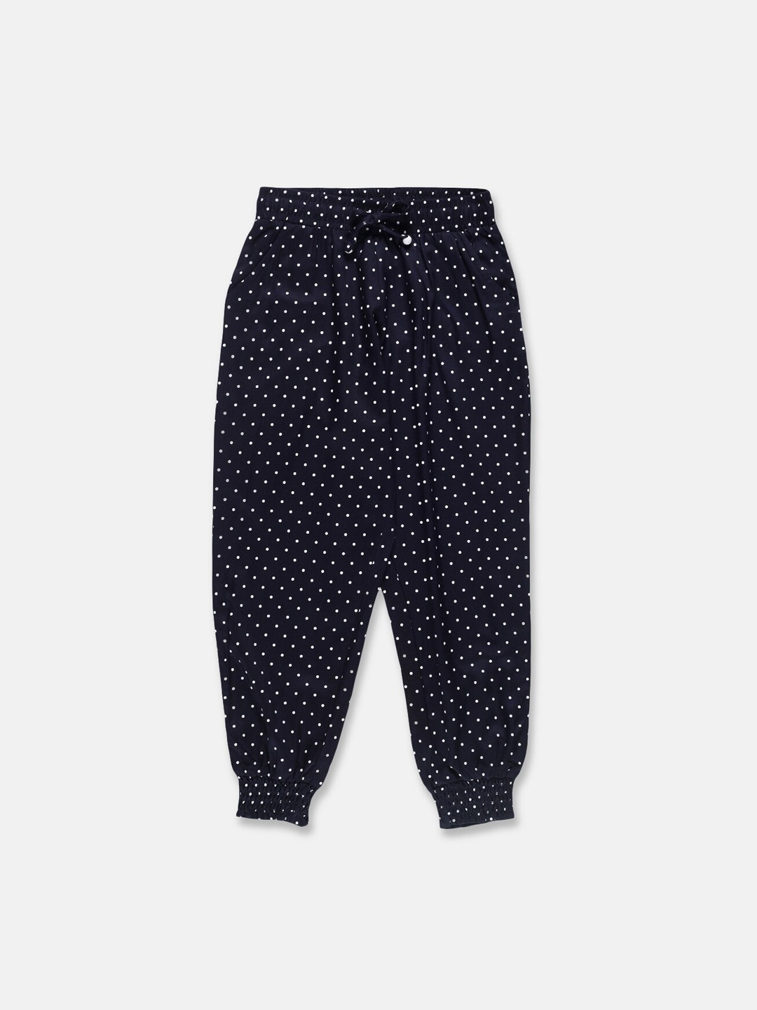 

PLUM TREE Girls Navy Blue & White Printed Harem Pant