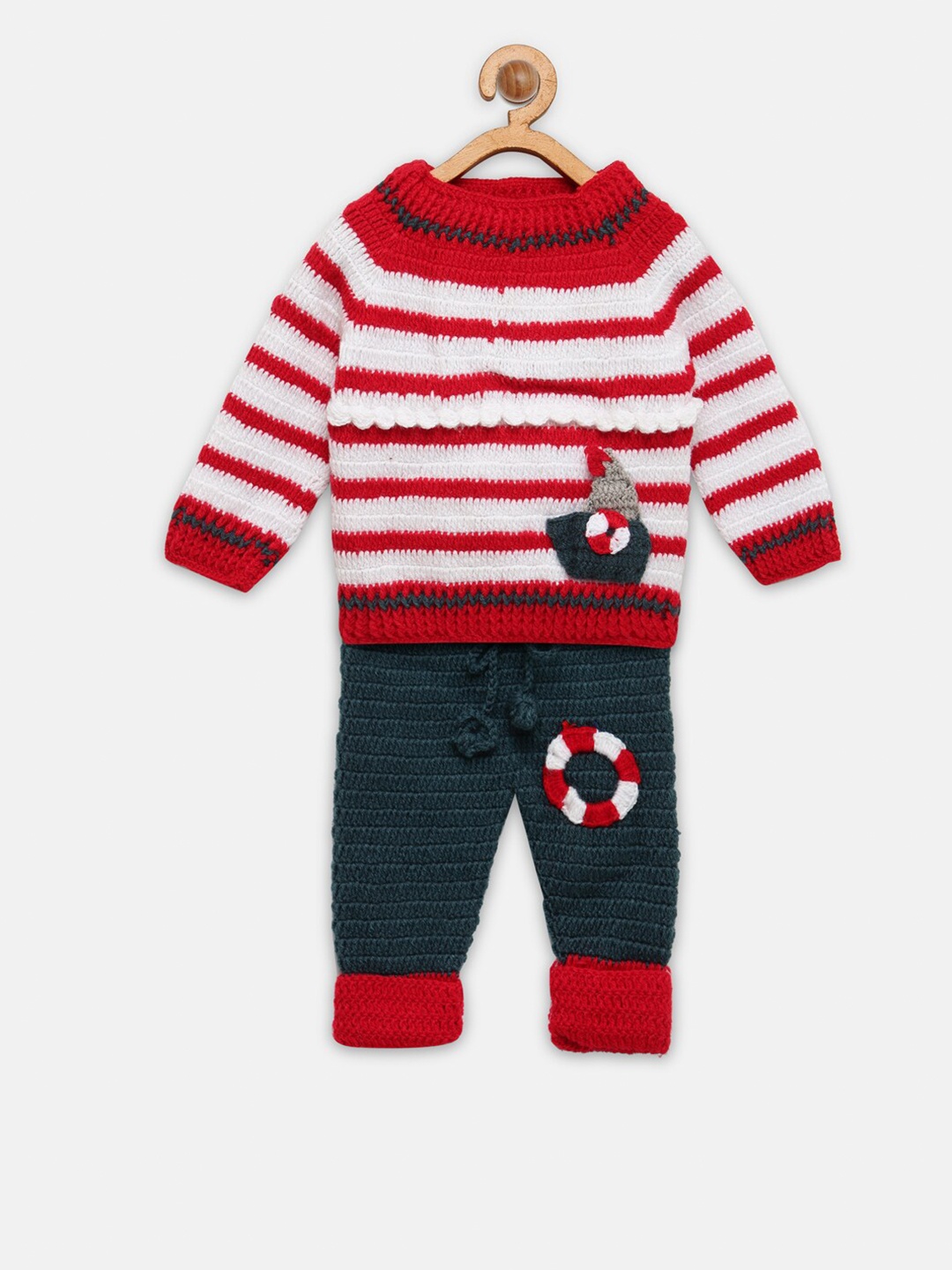 

CHUTPUT Kids Red & White Striped Top with Pyjamas