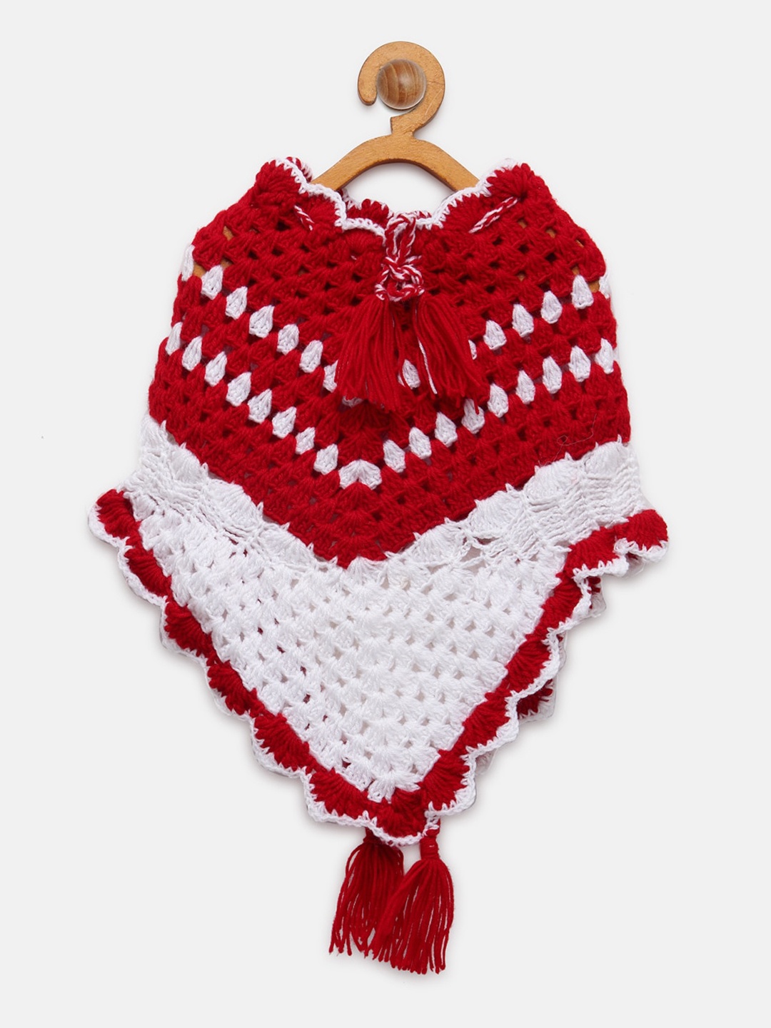 

CHUTPUT Girls Red Pure Wool Crochet Sweater Dress