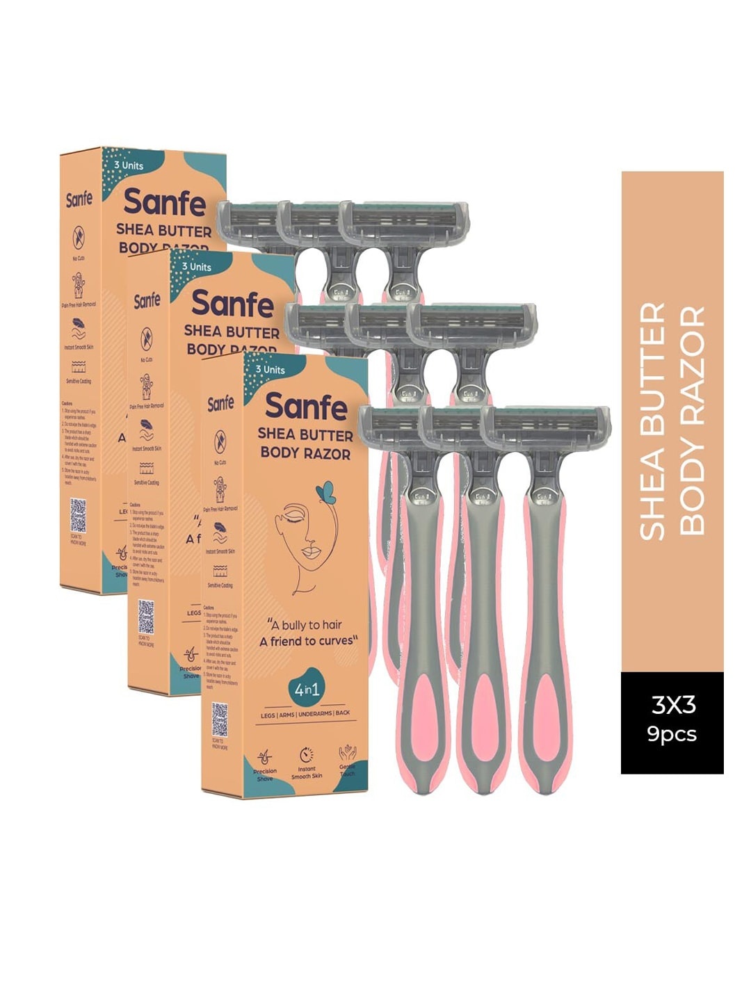 

Sanfe Pack of 6 Shea butter body Razor, Coral