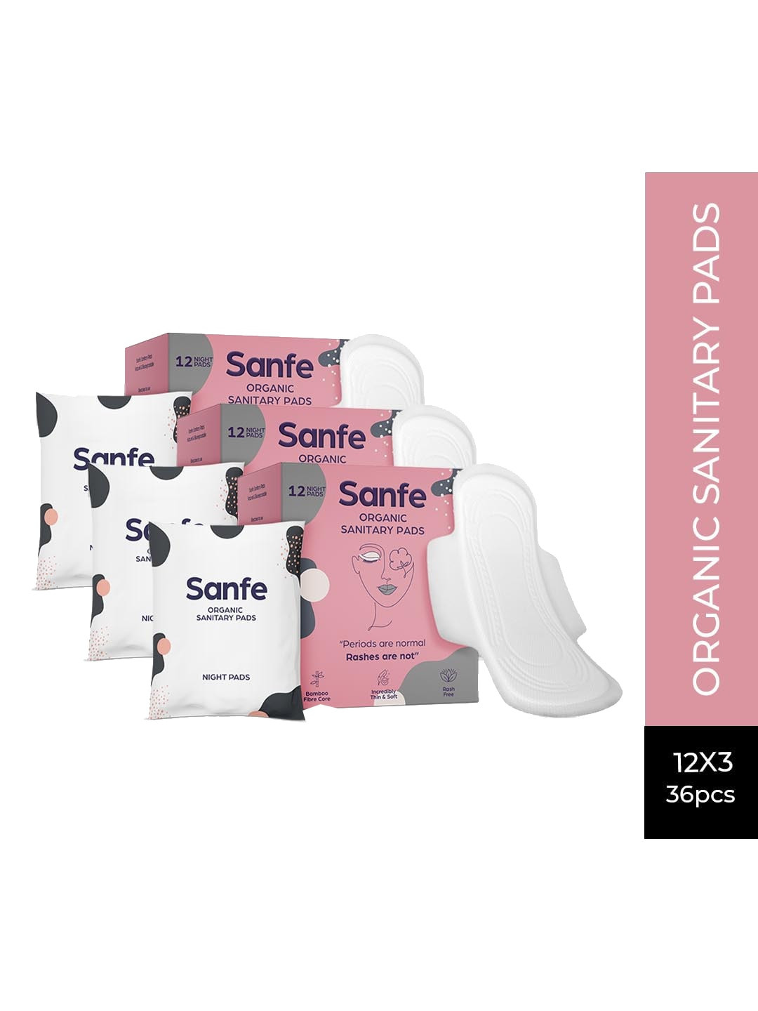

Sanfe Set of 3 Ultra-Thin Natural Bamboo Organic Cotton Pads, Coral