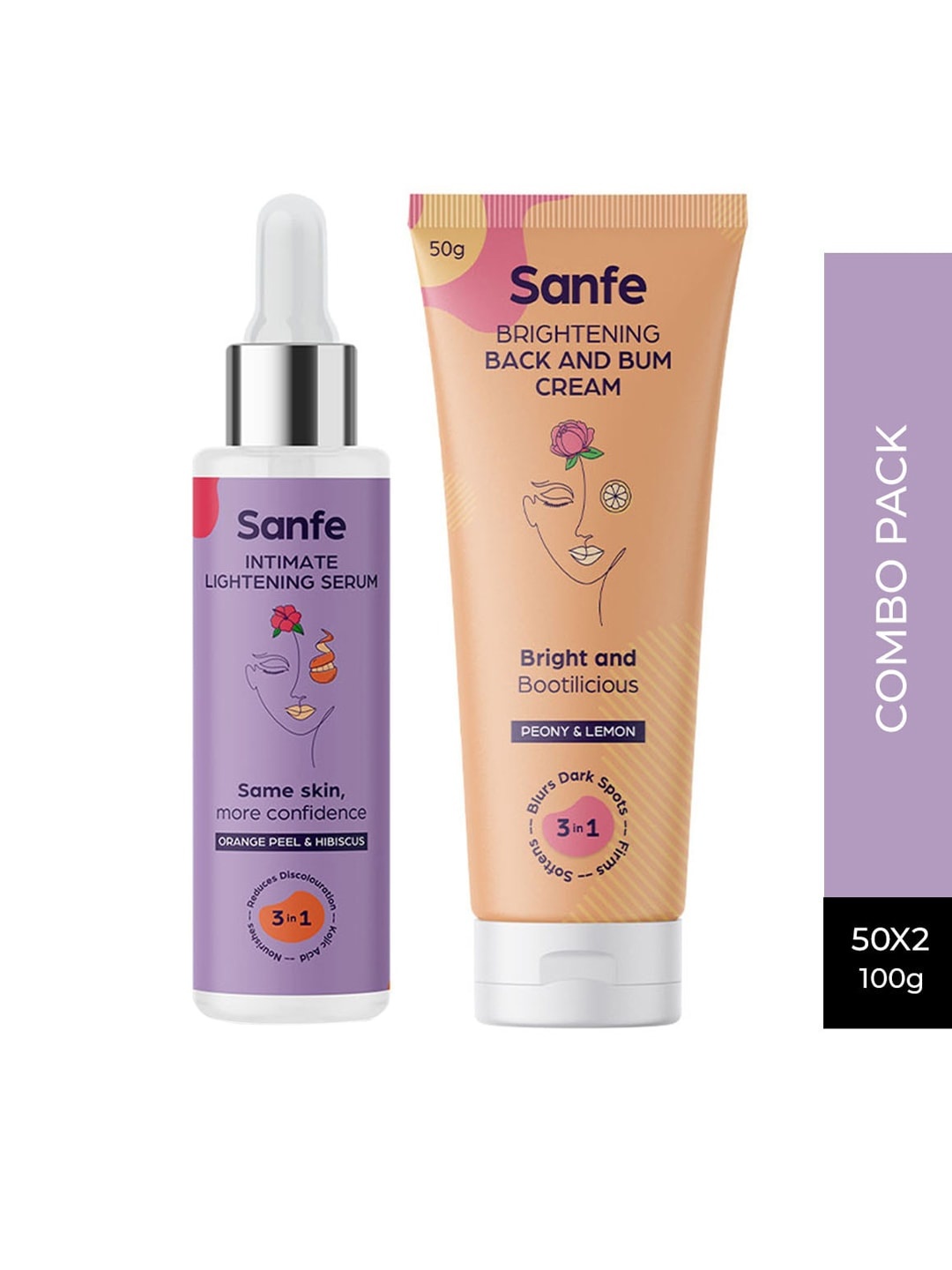 

Sanfe Women Intimate Lightening Serum & Brightening Back And Bum Cream -50gm each, Coral