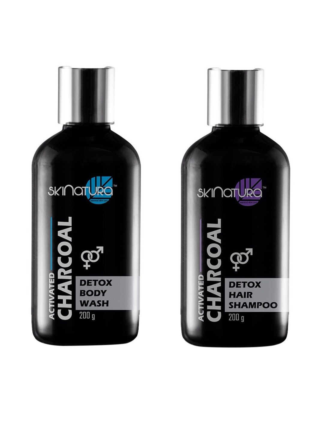 

Skinatura Unisex Activated Charcoal Detox Body Wash & Hair Shampoo Combo 400 ml, Brown