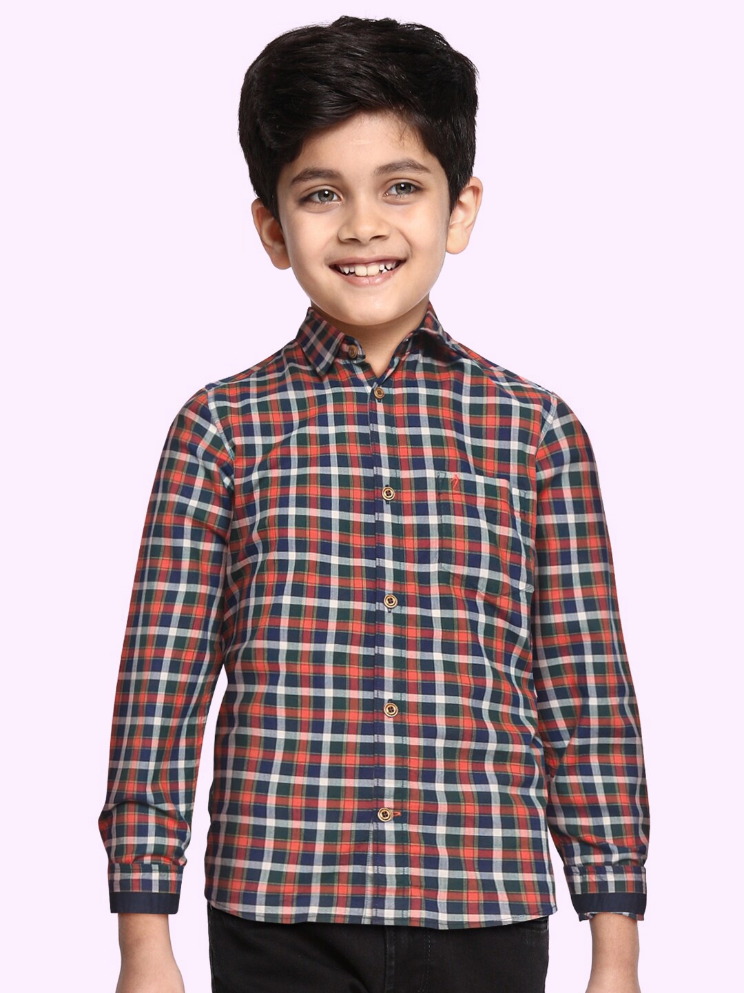 

Indian Terrain Boys Maroon & Green Checked Cotton Casual Shirt