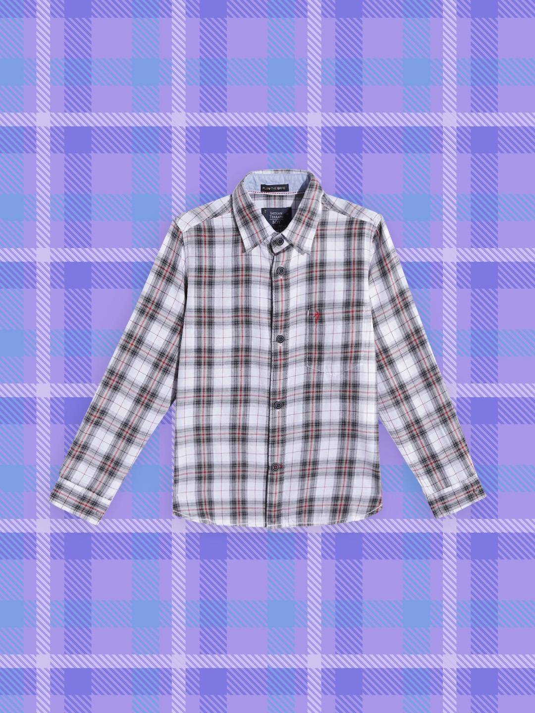 

Indian Terrain Boys White & Black Tartan Checked Casual Shirt