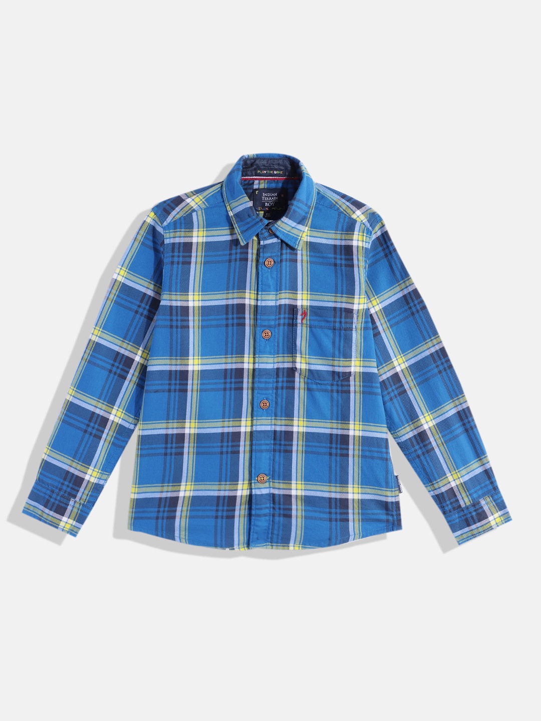 

Indian Terrain Boys Checked Pure Cotton Casual Shirt, Blue