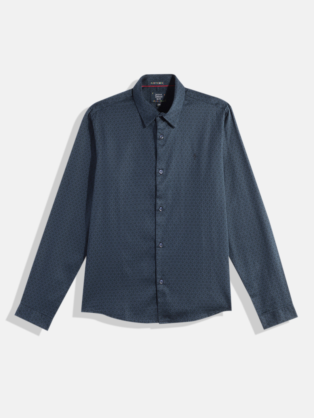 

Indian Terrain Boys Pure Cotton Printed Casual Shirt, Navy blue