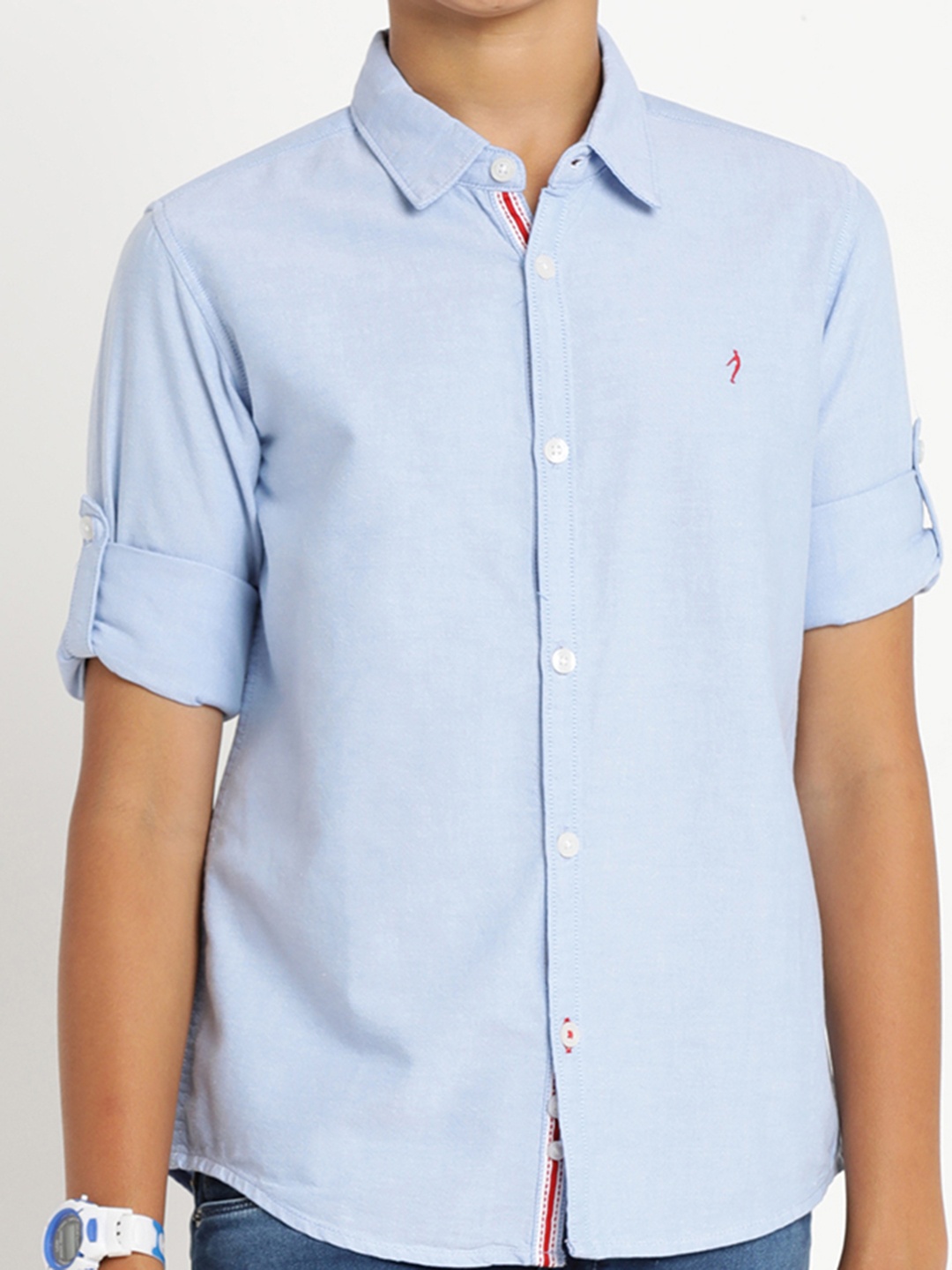 

Indian Terrain Boys Solid Pure Cotton Casual Shirt, Blue