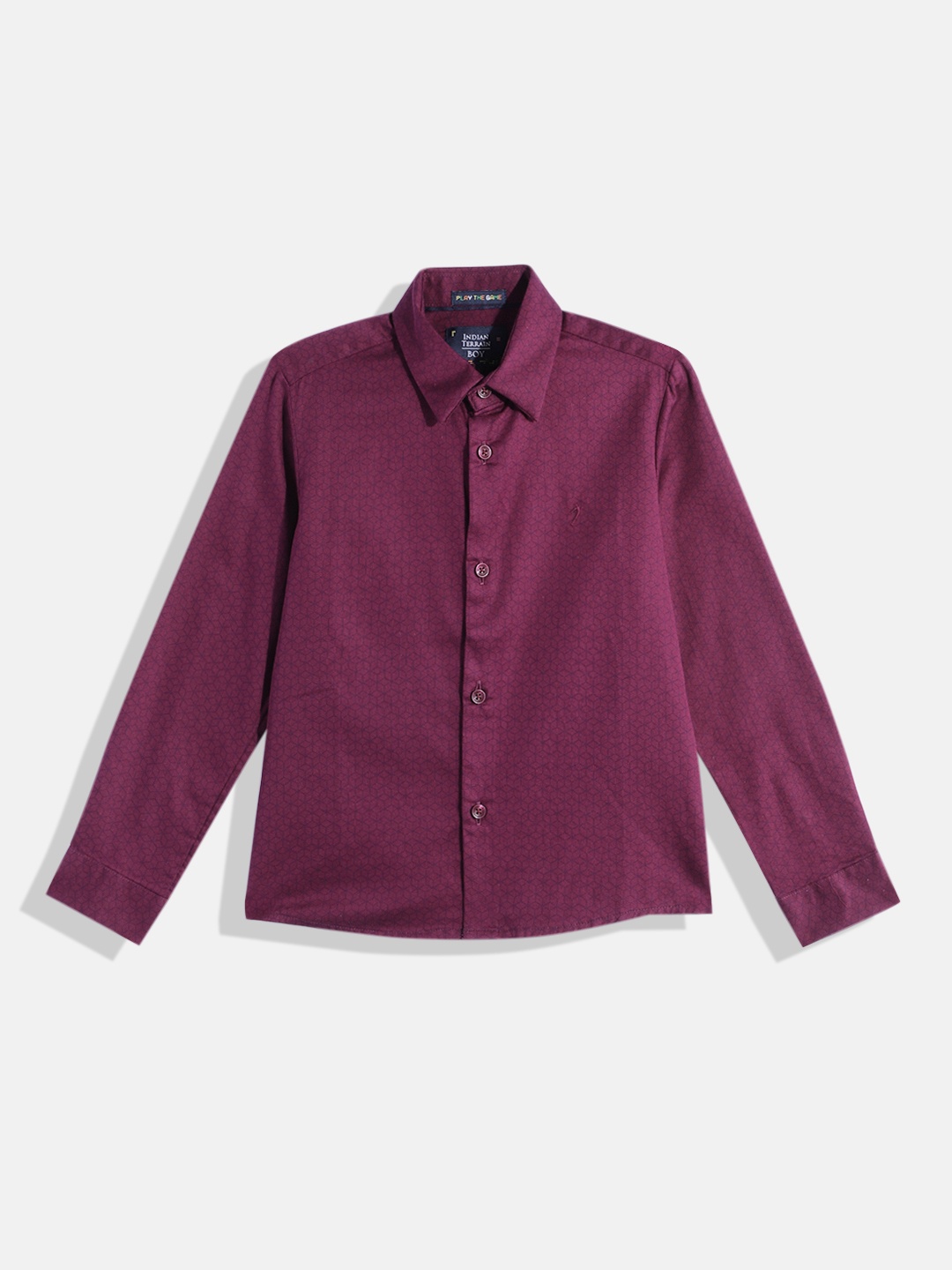 

Indian Terrain Boys Pure Cotton Printed Casual Shirt, Maroon