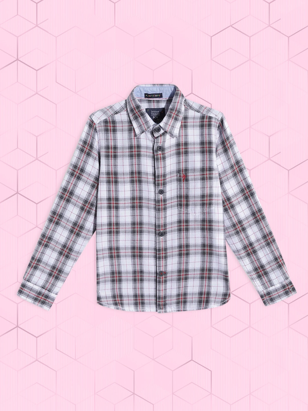 

Indian Terrain Boys White & Black Tartan Checked Casual Shirt