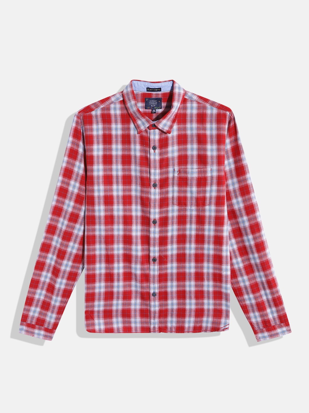 

Indian Terrain Boys Red & White Tartan Checks Checked Casual Shirt