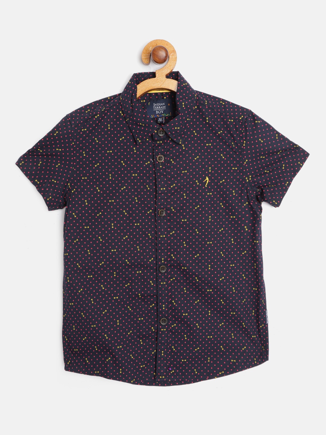 

Indian Terrain Boys Black & Red Cotton Dot Print Casual Shirt