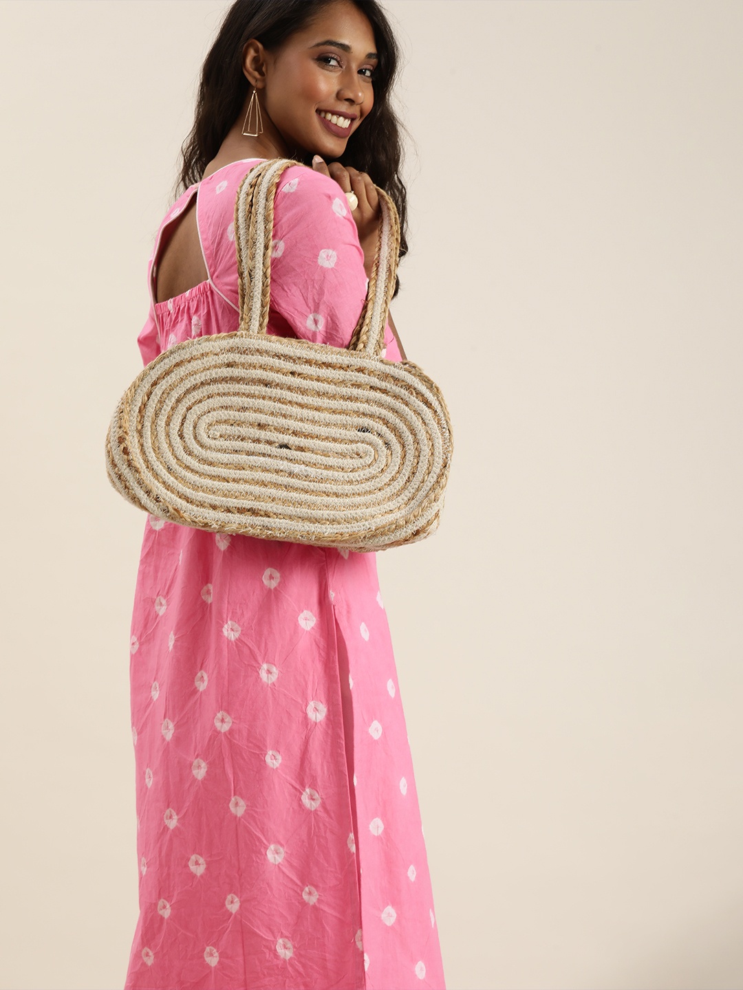 

Taavi Women Pink Shibori Hand Tie & Dye Technique Kurta