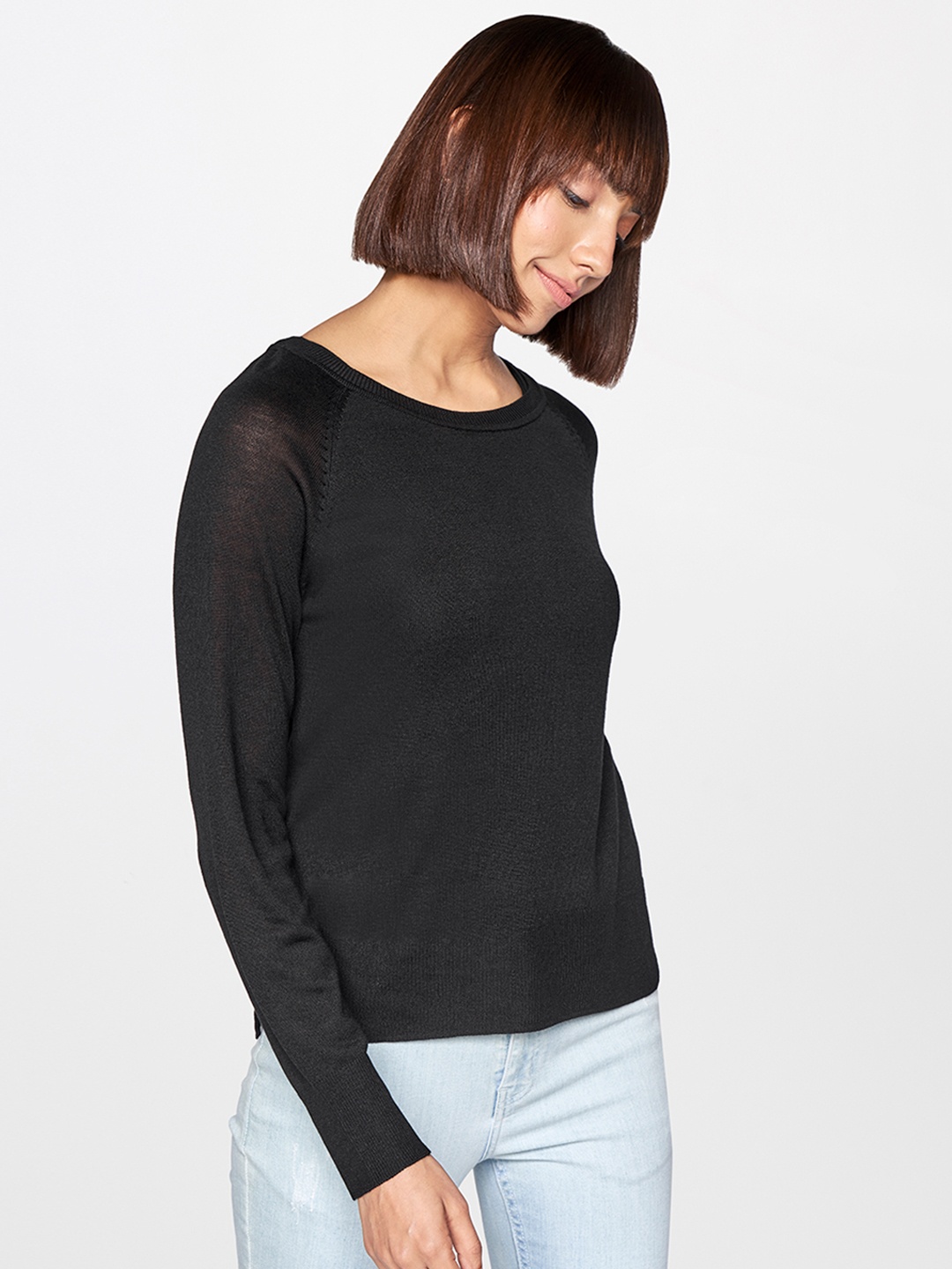 

AND Women Black Self Design Top